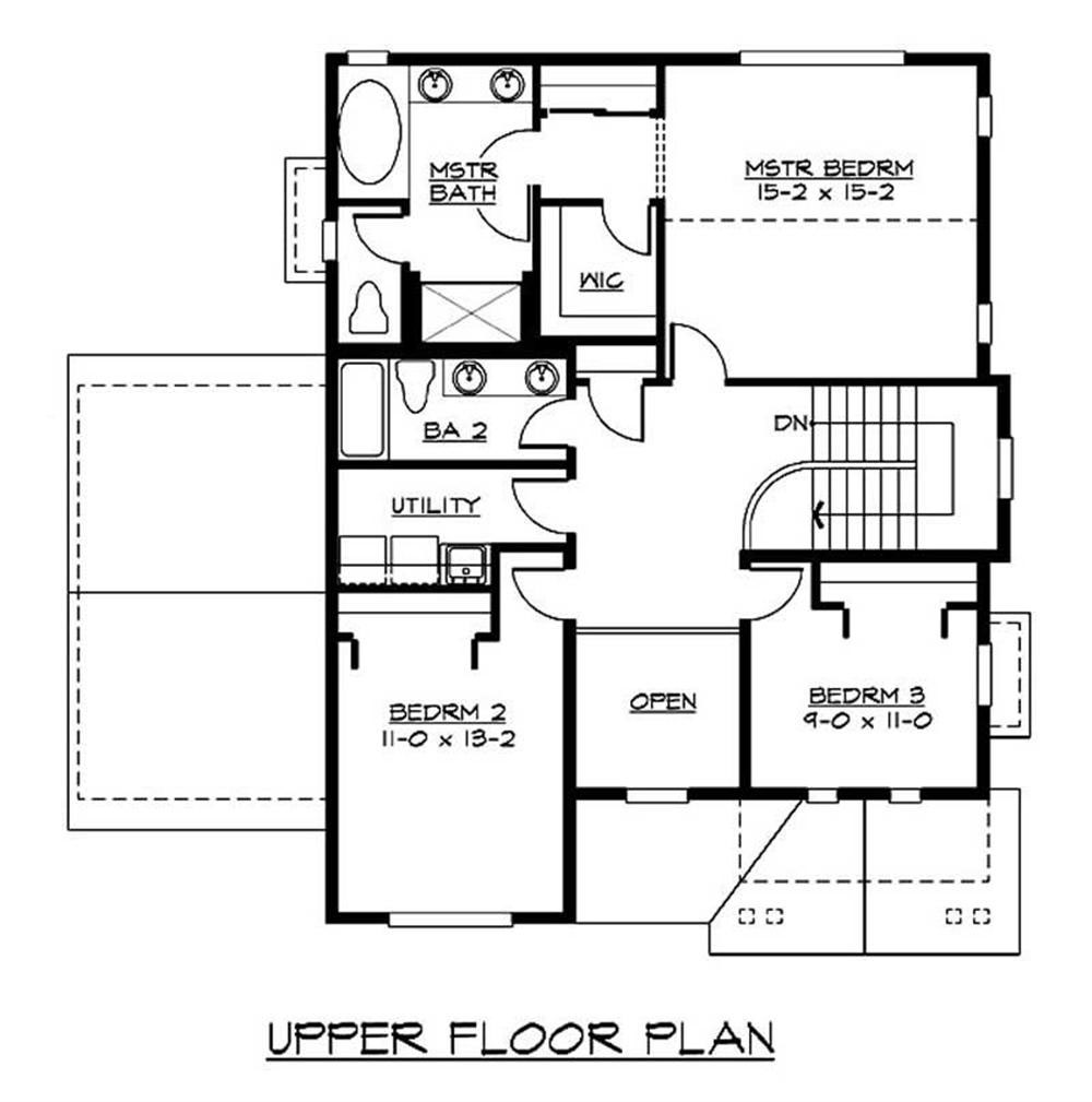 Floor Plan Second Story of Craftsman Plan #115-1065